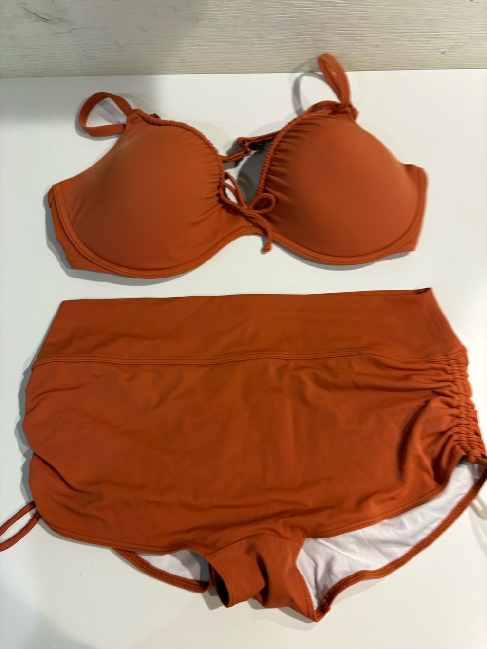 Women's Burnt Orange Two-Piece High-Waist Swim Set by Pink LG